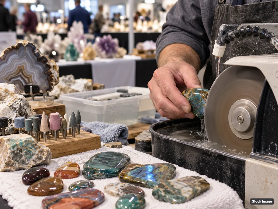 International Gem & Jewelry Show - Marlborough, MA: Gem, Mineral, Rock & Jewelry Shows in Marlborough, Massachusetts (lapidary scene)