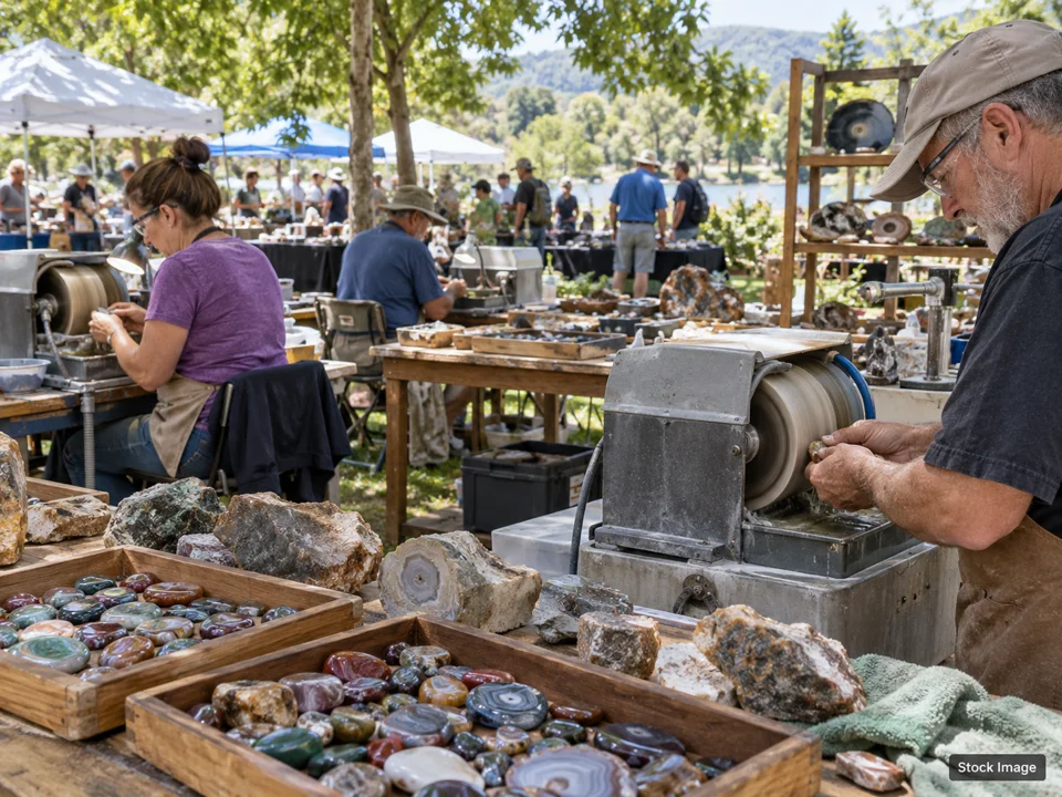 The Oklahoma Mineral & Gem Show: Gem, Mineral, Rock & Jewelry Shows in Oklahoma City, Oklahoma (lapidary scene)