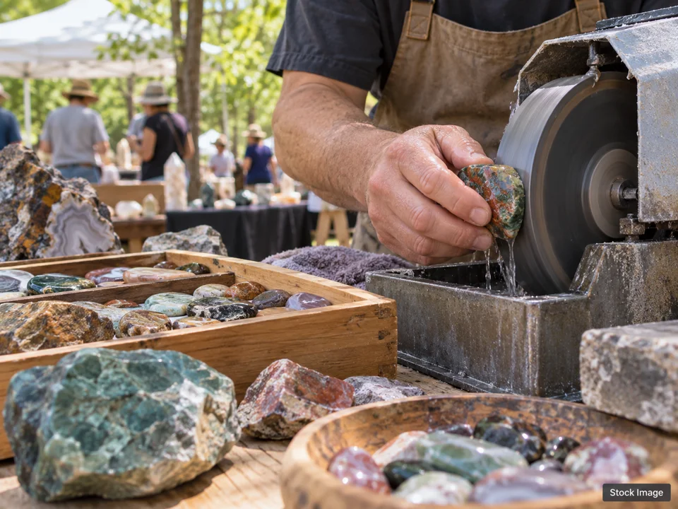 G&LW Gem Show - Asheville: Gem, Mineral, Rock & Jewelry Shows in Fletcher, North Carolina (lapidary scene)