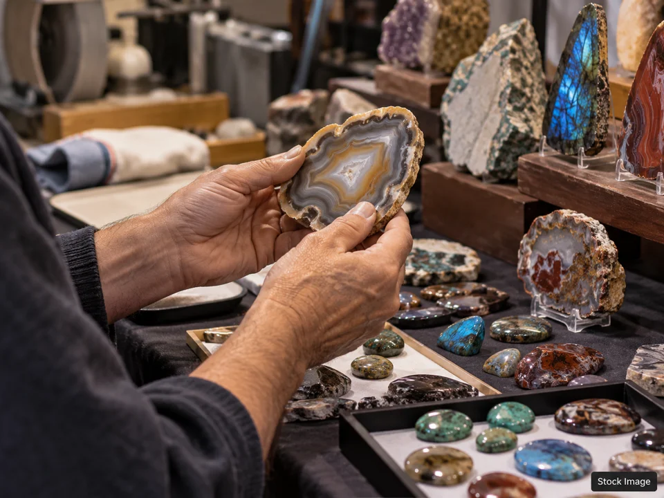 Kansas City Gem, Mineral, Jewelry, & Bead Show: Gem, Mineral, Rock & Jewelry Shows in Kansas City, Missouri (lapidary scene)